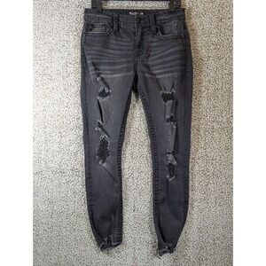 Miss‎ Me Mid Rise Ankle Skinny Jeans Womens 30x28 (Tag 29) Black Distressed